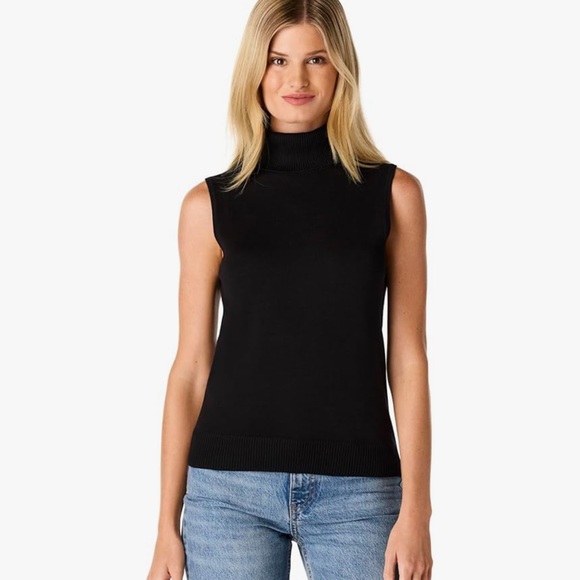 Cable & Gauge Black Sleeveless Turtleneck Tank Top Ribbed Sweater Top XS - Picture 1 of 4